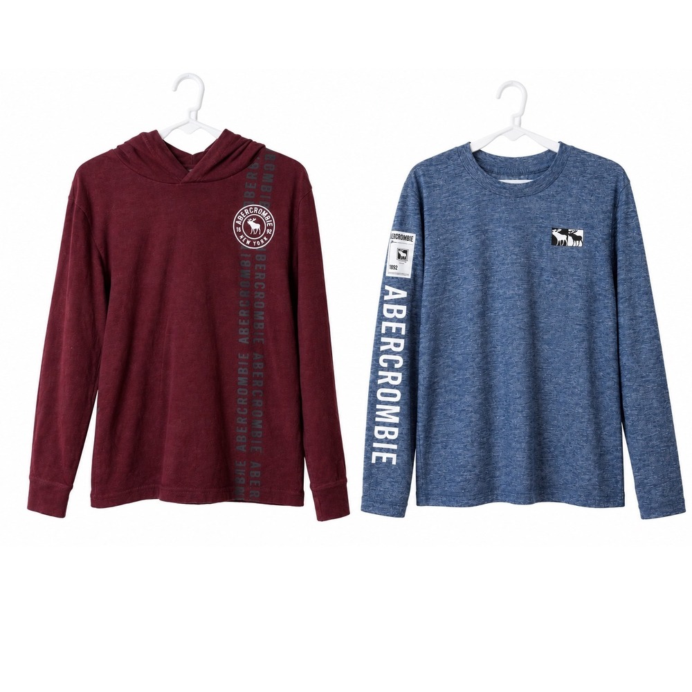 Abercrombie Kids Lot of 2 Shirts Size Boys 7/8 Active Casual Stretch Logo School